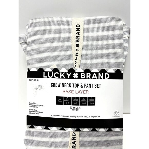 Lucky Brand PJ Set Small Crew Neck Top Pants Cozy Warm Thermal Base Layer Lounge - Picture 3 of 5